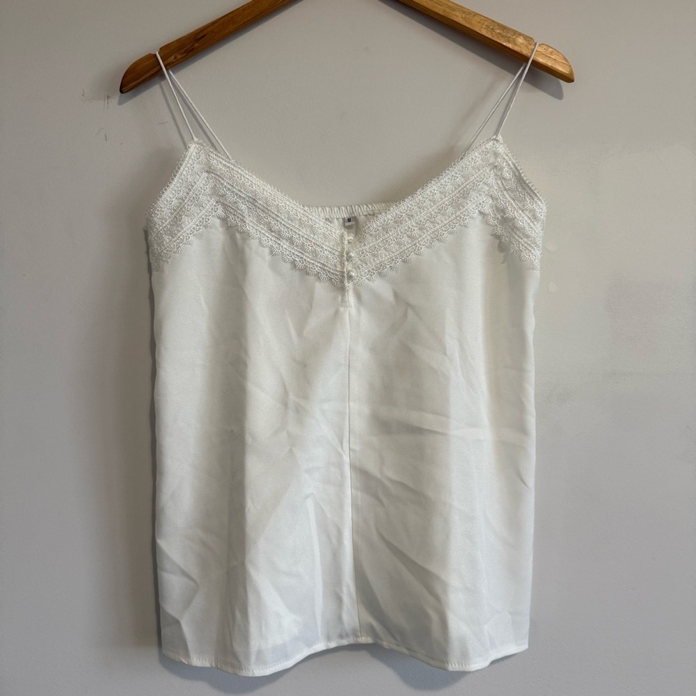 Elegant White Lace Trim Cami Top